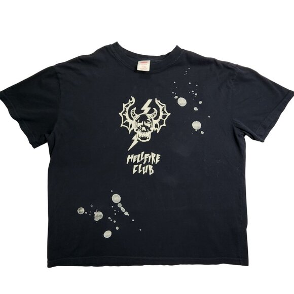PacSun Stranger Things Hellfire Club Black Graphic Tee Medium - Picture 1 of 8
